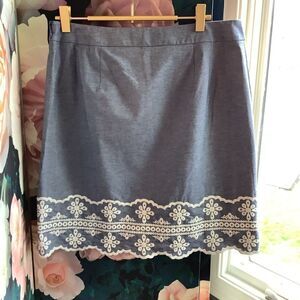 ‎NWT ❤️ Talbots Denim Embroidered Skirt.